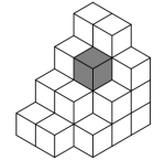L'espace est "pixellisé" en trois dimensions grâce à des voxels ; ici un voxel en gris